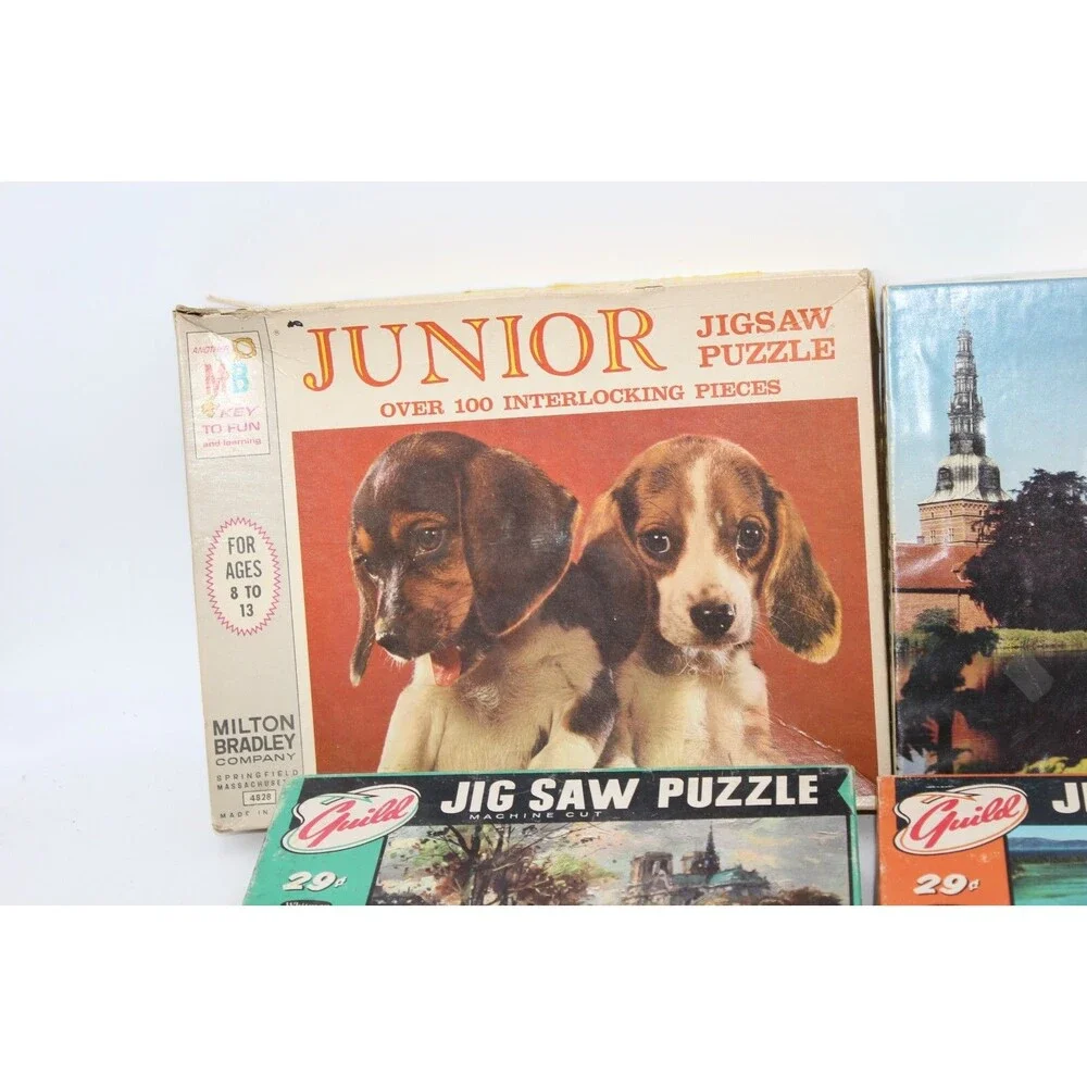Lot of 7 Wonder Guild Variety Puzzles Vintage Fishing Fall Pasture Beagle Puppy
